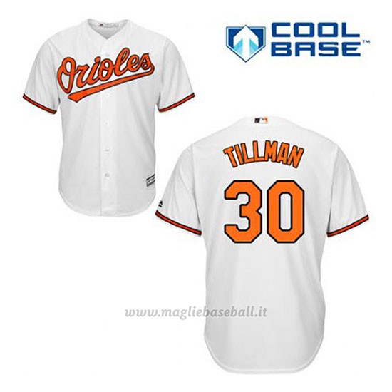 Maglia Baseball Uomo Baltimore Orioles 30 Chris Tillman Bianco 1ªCool Base
